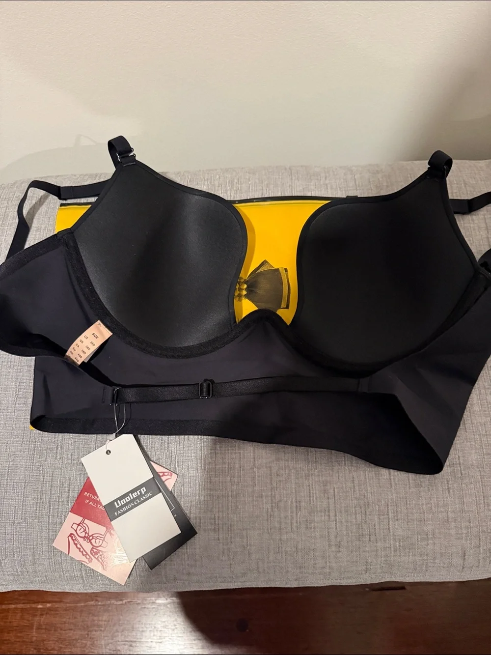 NWT Uoolerp Adjustable Low Back Bra -Black 38D - Picture 7 of 7